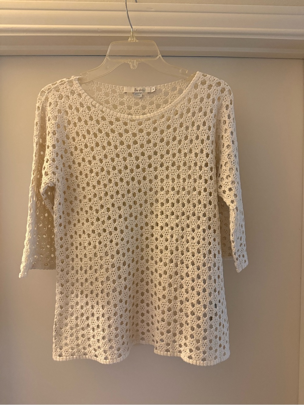 Boden Cream Crochet Scoop-Neck Top